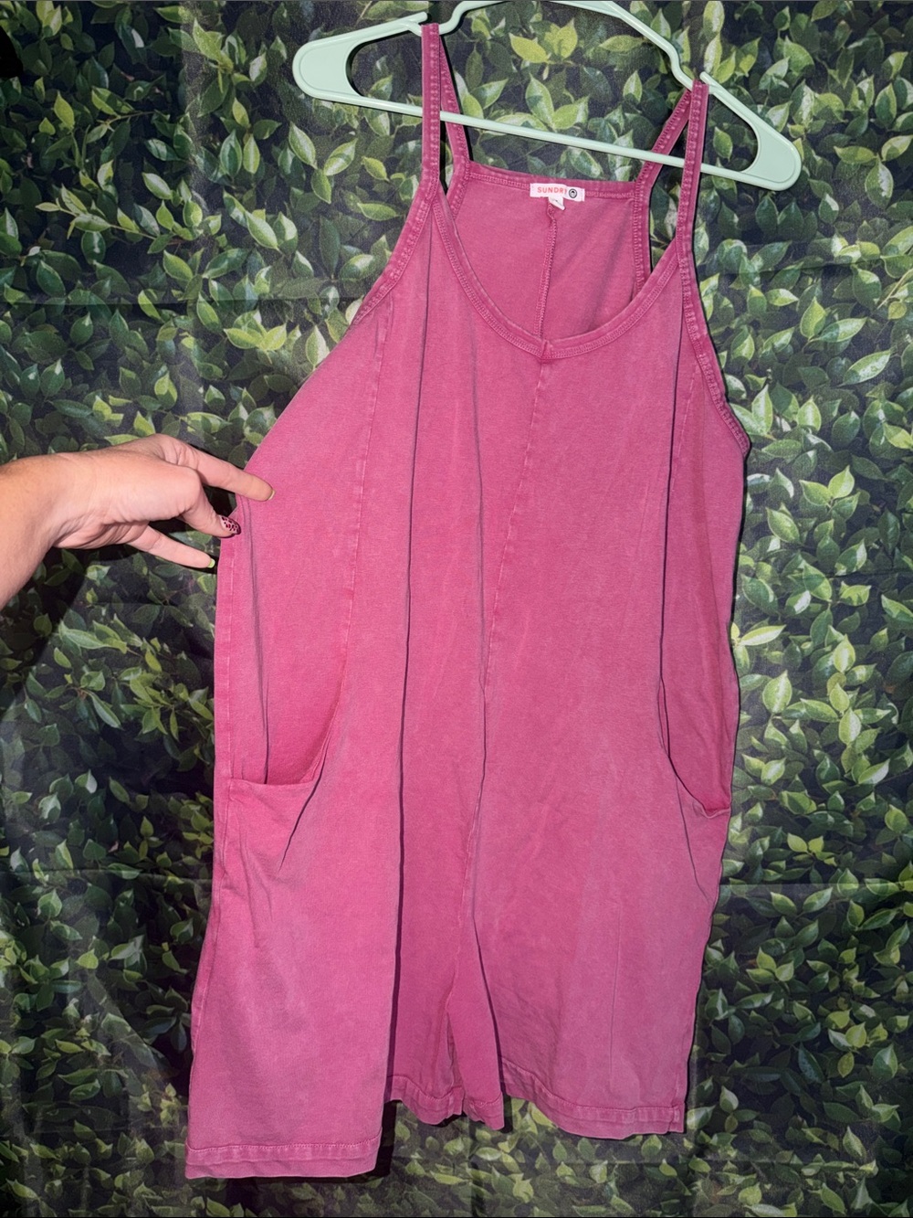 Sundry Dusty Rose Sleeveless Romper with Pockets